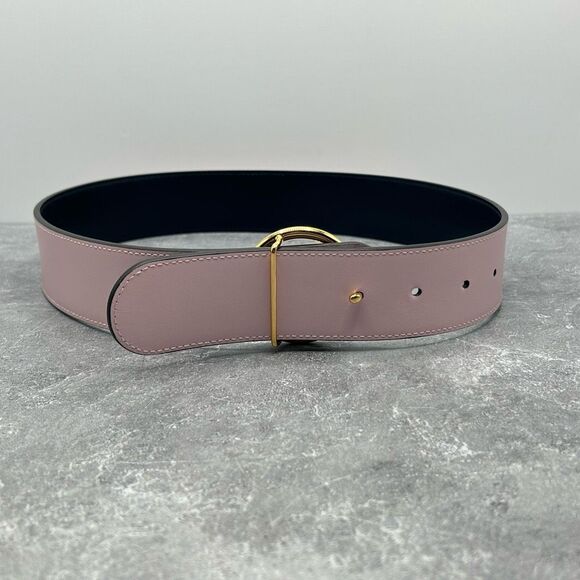 NWT Fendi Vitello Liberty F is Fendi Bi-Color Reversible Belt Black Pink Leather - Picture 9 of 15